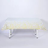 Fata de Masa, Vivimall, din Folie, Imprimeu Stele Aurii, Impermeabila, 137 x 183 cm, Alb