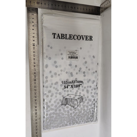 Fata de Masa, Vivimall, din PEVA, Imprimeu Buline, 137 x 274 cm, Impermeabila, Fara Pete, Curatare Rapida, Gri