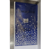 Fata de Masa, Vivimall, din PEVA, Imprimeu Buline Argintii, 137 x 274 cm, Impermeabila, Fara Pete, Curatare Rapida, Albastru Inchis