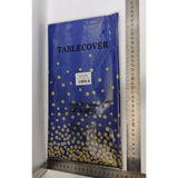 Fata de Masa, Vivimall, din PEVA, Imprimeu Buline Aurii, 137 x 274 cm, Impermeabila, Fara Pete, Curatare Rapida, Albastru Inchis