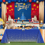 Fata de Masa, Vivimall, din PEVA, Imprimeu Buline Aurii, 137 x 274 cm, Impermeabila, Fara Pete, Curatare Rapida, Albastru Inchis