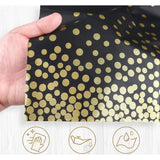 Fata de Masa, Vivimall, din PEVA, Imprimeu Buline Aurii, 137 x 274 cm, Impermeabila, Fara Pete, Curatare Rapida, Negru