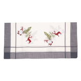 NU ARE - Fata de Masa Flippy, Material In Brodat, cu Motiv mos Craciun si Reni, 85 x 85 cm, Gri