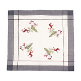 NU ARE - Fata de Masa Flippy, Material In Brodat, cu Motiv mos Craciun si Reni, 85 x 85 cm, Gri