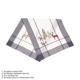 NU ARE - Fata de Masa Flippy, Material In Brodat, cu Motiv mos Craciun si Reni, 85 x 85 cm, Gri