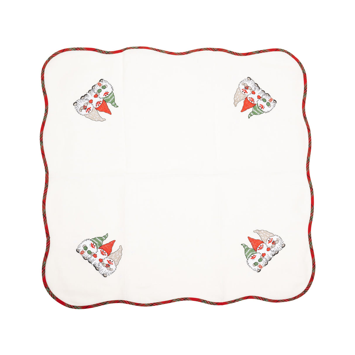 Fata de Masa Flippy, Material In Brodat, cu Motiv Trei Pitici, 85 x 85 cm, Alb