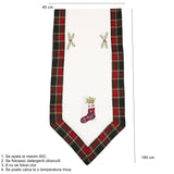 Fata de Masa Flippy, Material In Brodat, cu Motive de Craciun Ghetute, 180 x 40 cm, Alb