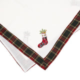 Fata de Masa Flippy, Material In Brodat, cu Motive de Craciun Ghetute, 180 x 40 cm, Alb