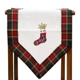 Fata de Masa Flippy, Material In Brodat, cu Motive de Craciun Ghetute, 180 x 40 cm, Alb