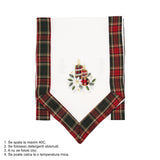 Fata de Masa Flippy, Material In Brodat, cu Motive de Craciun Lumanari, 180 x 40 cm, Alb