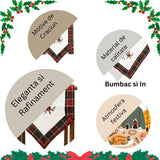 Fata de Masa Flippy, Material In Brodat, cu Motive de Craciun Lumanari, 180 x 40 cm, Alb