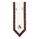 Fata de Masa Flippy, Material In Brodat, cu Motive de Craciun Lumanari, 180 x 40 cm, Alb