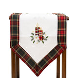 Fata de Masa Flippy, Material In Brodat, cu Motive de Craciun Lumanari, 180 x 40 cm, Alb