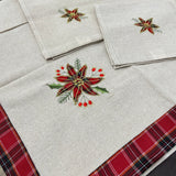 Fata De Masa Material In Brodat, Cu Motive Florale De Craciun, Crem - vivimall.ro