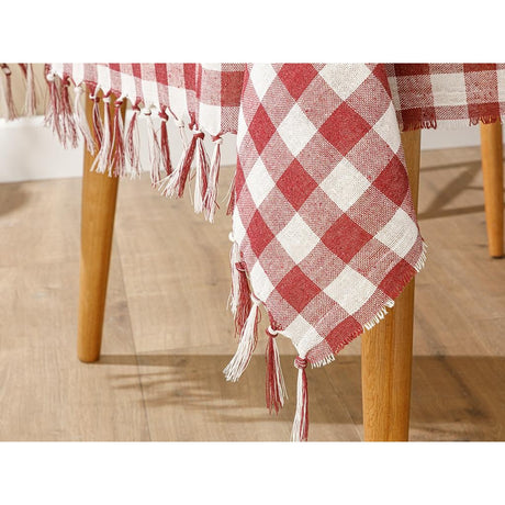Fata de masa in carouri Flippy, Material Textil, 130 x 180 cm, Rosu