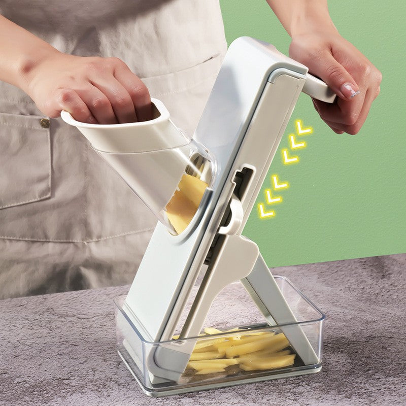 Feliator De Legume Multifunctional, Taieturi Diferite, Razatoare Pentru Bucatarie, Taietor De Cartofi, Presa Manuala, Pliabila, Extensibila, Pp Pet, 23.5X9.5X5.5 Cm - vivimall.ro