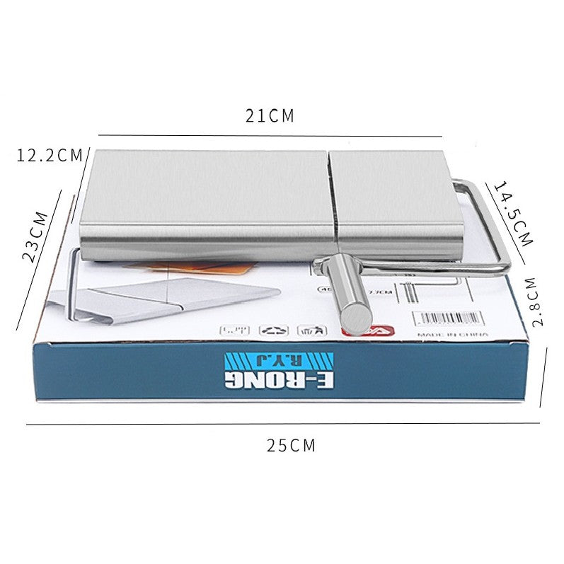 Feliator Manual Pentru Cascaval, Salam, Prajituri, Unt, Din Otel Inoxidabil, Usor De Curatat Si Utilizat, 5 Lame De Schimb Incluse, Picioare Antiderapante, 21 X 12.2 X 2.8 Cm, Argintiu - vivimall.ro
