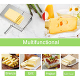 Feliator manual Vivimall, pentru cascaval, salam, prajituri, unt, din otel inoxidabil, usor de curatat si utilizat, 5 lame de schimb incluse, picioare antiderapante, 21 x 12.2 x 2.8 cm, argintiu - vivimall.ro