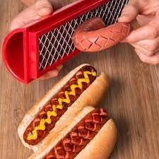Feliator Manual Pentru Hot-Dog Crestare Carnati Si Hot-Dog, Manual, Potrivit Pentru Gratar, 29.5 X 6.5 Cm, Din Inox Si Abs, Rosu - vivimall.ro