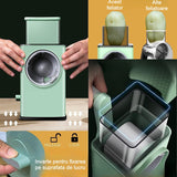 Feliator manual pentru legume Vivimall, 3 lame din otel inxodabil, 3 tipuri de feliere, material carcasa ABS, latime maxima feliere 4 mm, baza de tip ventuza, usor si sigur de utilizat, 28.5 x 9,2 x 13.5 cm, verde - vivimall.ro