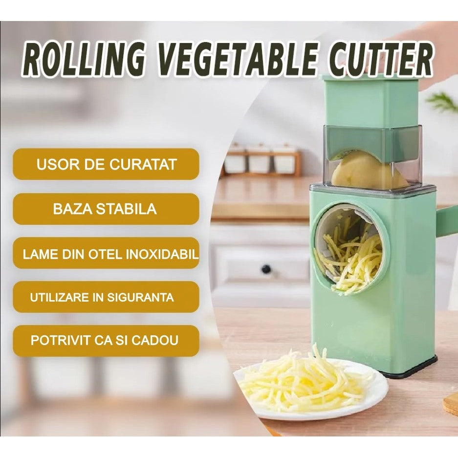 Feliator Manual Pentru Legume 3 Lame Din Otel Inxodabil, 3 Tipuri De Feliere, Material Carcasa Abs, Latime Maxima Feliere 4 Mm, Baza De Tip Ventuza, Usor Si Sigur De Utilizat, 28.5 X 9,2 X 13.5 Cm, Verde - vivimall.ro