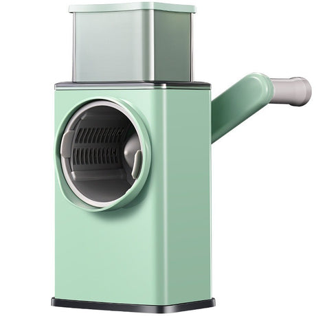 Feliator manual pentru legume Vivimall, 3 lame din otel inxodabil, 3 tipuri de feliere, material carcasa ABS, latime maxima feliere 4 mm, baza de tip ventuza, usor si sigur de utilizat, 28.5 x 9,2 x 13.5 cm, verde - vivimall.ro