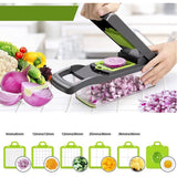 Feliator Multifunctional, Razatoare, 8 In 1, Pentru Fructe Si Legume, 10 Piese, Lame De Inox, Recipient Stocare, Separator Oua, Protectie Mana, Abs, 32.2X11.3 Cm, Verde/Gri - vivimall.ro