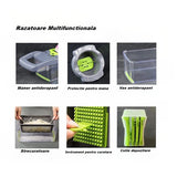 Feliator Multifunctional, Razatoare, 8 In 1, Pentru Fructe Si Legume, 10 Piese, Lame De Inox, Recipient Stocare, Separator Oua, Protectie Mana, Abs, 32.2X11.3 Cm, Verde/Gri - vivimall.ro