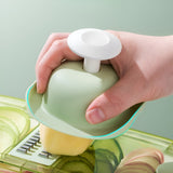 Feliator Multifunctional, Vivimall, 3 in 1, pentru Fructe si Legume, 6 Piese, Maner, Lame de Inox, Recipient Stocare, Protectie Mana, ABS, 35x12x9.4 cm, Verde - vivimall.ro