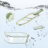 Feliator Multifunctional, 3 In 1, Pentru Fructe Si Legume, 6 Piese, Maner, Lame De Inox, Recipient Stocare, Protectie Mana, Abs, 35X12X9.4 Cm, Verde - vivimall.ro