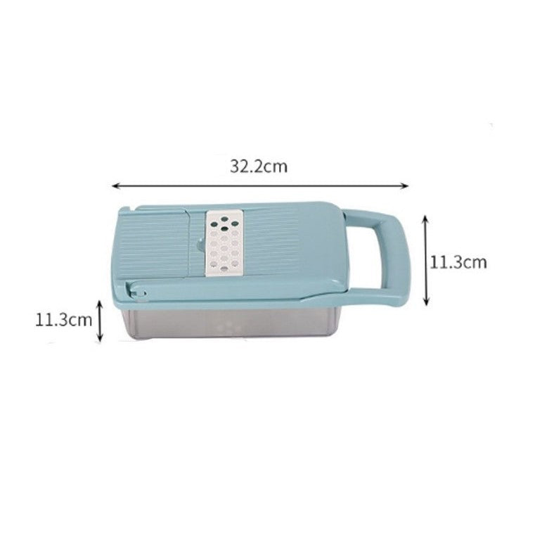 Feliator Multifunctional, Razatoare, 8 In 1, Pentru Fructe Si Legume, 10 Piese, Lame De Inox, Recipient Stocare, Separator Oua, Protectie Mana, Abs, 32.2X11.3 Cm, Albastru/Alb - vivimall.ro