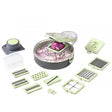 Feliator Multifunctional, Razatoare, 8 In 1, Pentru Fructe Si Legume, 12 Piese, Lame De Inox, Recipient Stocare, Separator Oua, Protectie Mana, Abs, Gri/Verde, 29.5X9X21.8 Cm - vivimall.ro
