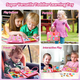 Carte Senzoriala Educativa Montessori 7In1, 26 De Activitati, Dezvoltare Abilitati Motorii, 4 Pagini, Model Dinozauri, 28X22X7 Cm, Roz - vivimall.ro