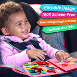 Carte Senzoriala Educativa Montessori 7In1, 26 De Activitati, Dezvoltare Abilitati Motorii, 4 Pagini, Model Dinozauri, 28X22X7 Cm, Roz - vivimall.ro
