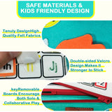 Carte Senzoriala Educativa Montessori, Vivimall, cu Activitati, Dezvoltare Abilitati Motorii, 4 Pagini, Model Spatiu Cosmic, 28x22x7 cm, Albastru