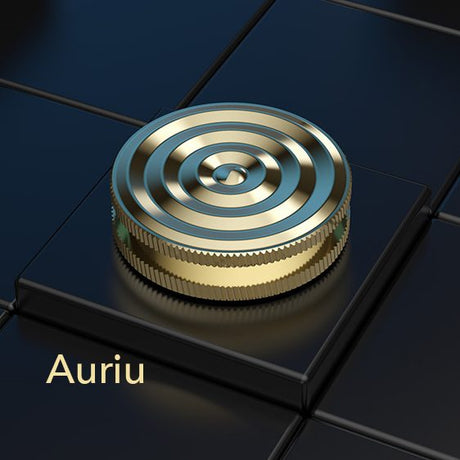 Fidget spinner Flippy tip breloc, detaliu mecanism rotire 360°, oțel inoxidabil auriu