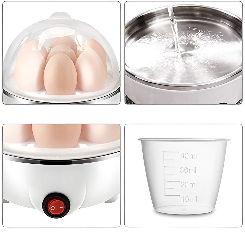 Fierbator de Oua Electric, Flipppy, Capacitate 7 oua, Aparat de fiert oua, 220V, Oprire Automata, 3 Moduri de Fiert Oua, 15 x 15 x 15 cm, Culoare Alb - vivimall.ro