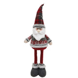 Figurina Decorativa, Pentru Craciun, Mos Craciun, Picioare Telescopice, Inaltime Reglabila 44-54Cm, Bluza Cu Fulgi, Rosu/ - vivimall.ro