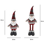 Figurina Decorativa, Pentru Craciun, Mos Craciun, Picioare Telescopice, Inaltime Reglabila 44-54Cm, Bluza Cu Fulgi, Rosu/ - vivimall.ro