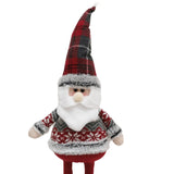 Figurina Decorativa, Pentru Craciun, Mos Craciun, Picioare Telescopice, Inaltime Reglabila 44-54Cm, Bluza Cu Fulgi, Rosu/ - vivimall.ro