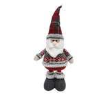 Figurina Decorativa, Pentru Craciun, Mos Craciun, Picioare Telescopice, Inaltime Reglabila 44-54Cm, Bluza Cu Fulgi, Rosu/ - vivimall.ro