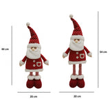 Figurina Decorativa, Pentru Craciun, Mos Craciun, Picioare Telescopice, Inaltime Reglabila 44-54Cm, Caciula Cu Inimioare, /Rosu - vivimall.ro
