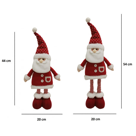 Figurina Decorativa, Pentru Craciun, Mos Craciun, Picioare Telescopice, Inaltime Reglabila 44-54Cm, Caciula Cu Inimioare, /Rosu - vivimall.ro