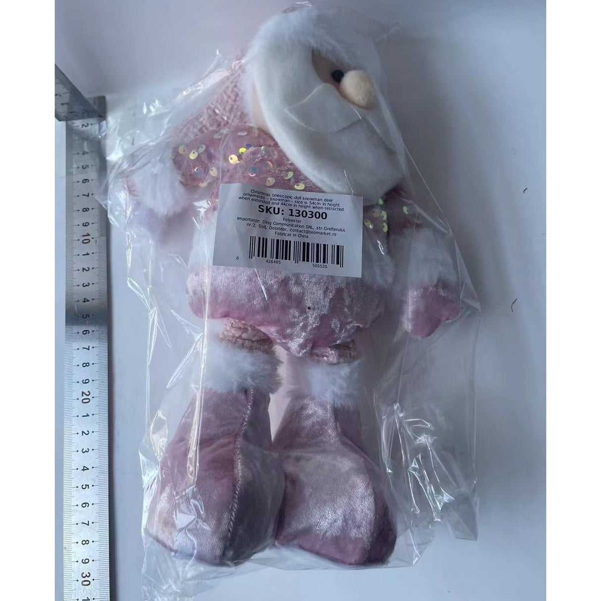 Figurina Decorativa, Pentru Craciun, Mos Craciun, Picioare Telescopice, Inaltime Reglabila 44-54Cm, Bluza Cu Paiete - vivimall.ro