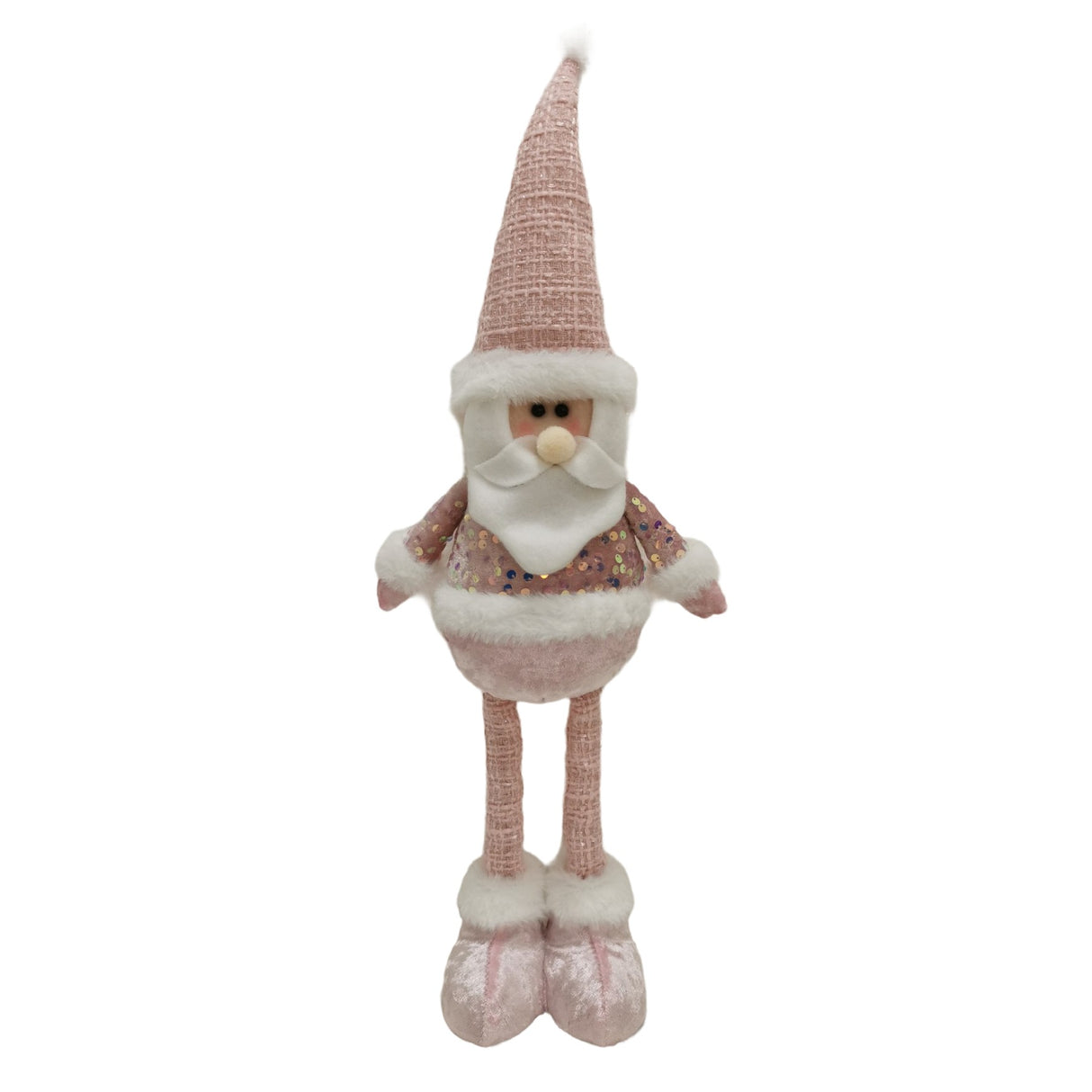 Figurina Decorativa, Pentru Craciun, Mos Craciun, Picioare Telescopice, Inaltime Reglabila 44-54Cm, Bluza Cu Paiete - vivimall.ro