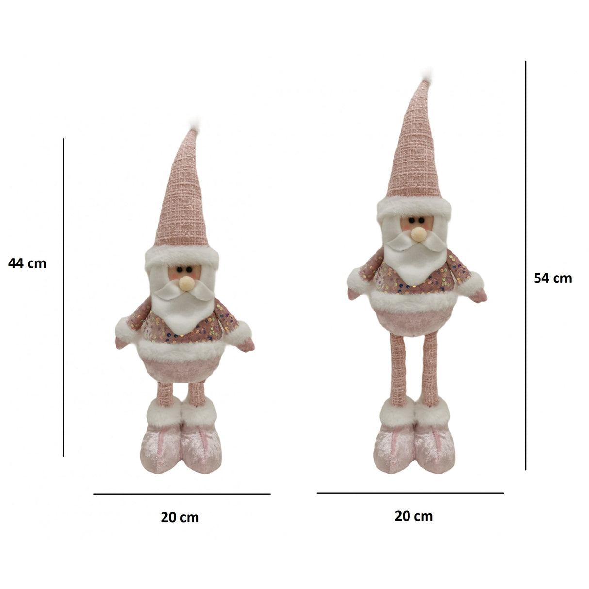 Figurina Decorativa, Pentru Craciun, Mos Craciun, Picioare Telescopice, Inaltime Reglabila 44-54Cm, Bluza Cu Paiete - vivimall.ro