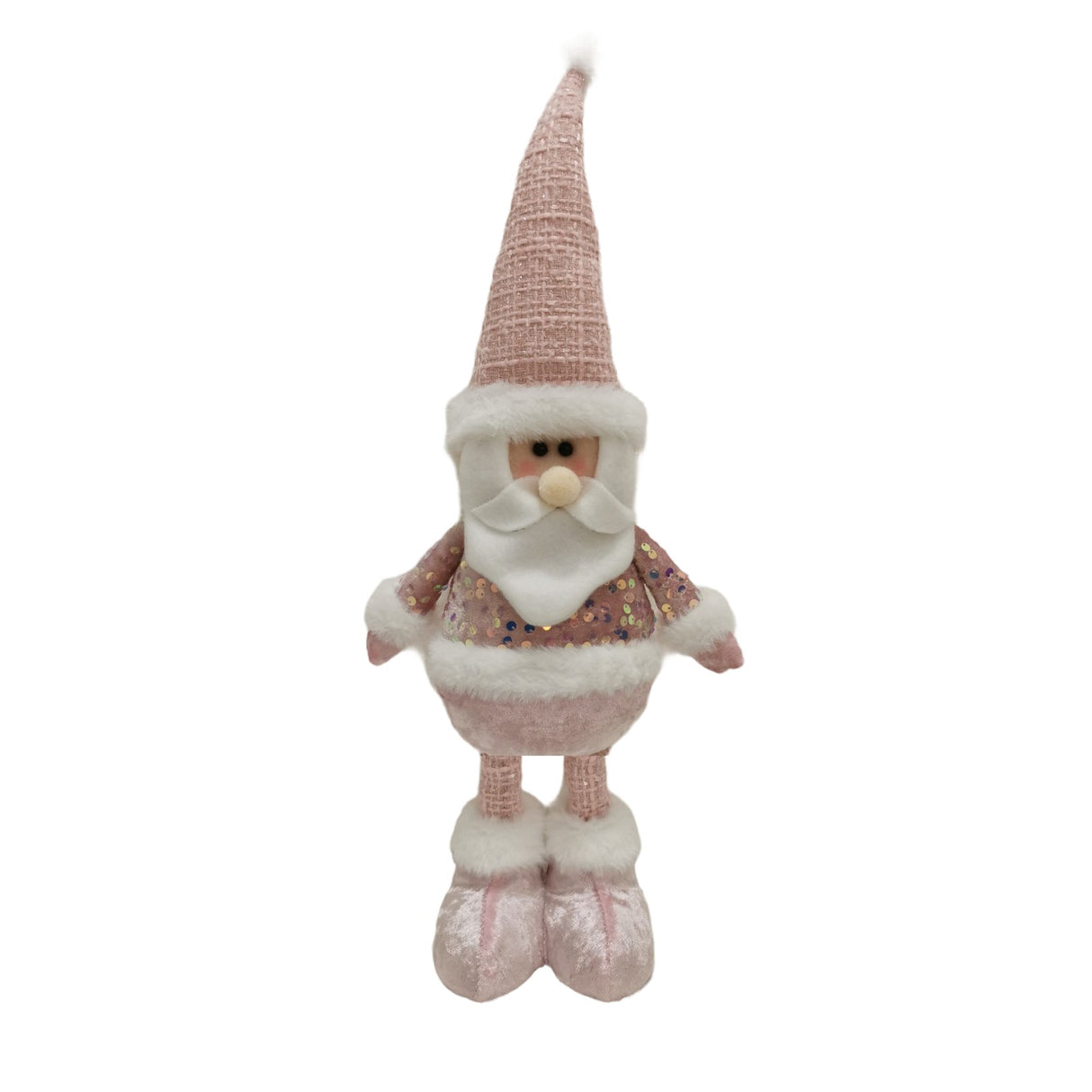 Figurina Decorativa, Pentru Craciun, Mos Craciun, Picioare Telescopice, Inaltime Reglabila 44-54Cm, Bluza Cu Paiete - vivimall.ro