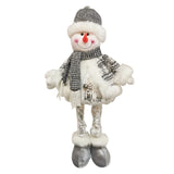 Figurina Decorativa, Pentru Craciun, Om De Zapada, Picioare Telescopice, Inaltime Reglabila 33- 70 Cm, Pantaloni Luciosi, Alb/ - vivimall.ro