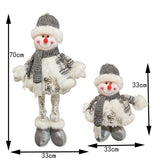 Figurina Decorativa, Pentru Craciun, Om De Zapada, Picioare Telescopice, Inaltime Reglabila 33- 70 Cm, Pantaloni Luciosi, Alb/ - vivimall.ro