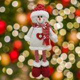 Figurina Decorativa, Pentru Craciun, Om De Zapada, Picioare Telescopice, Inaltime Reglabila 44-54Cm, Caciula Cu Inimioare, /Rosu - vivimall.ro
